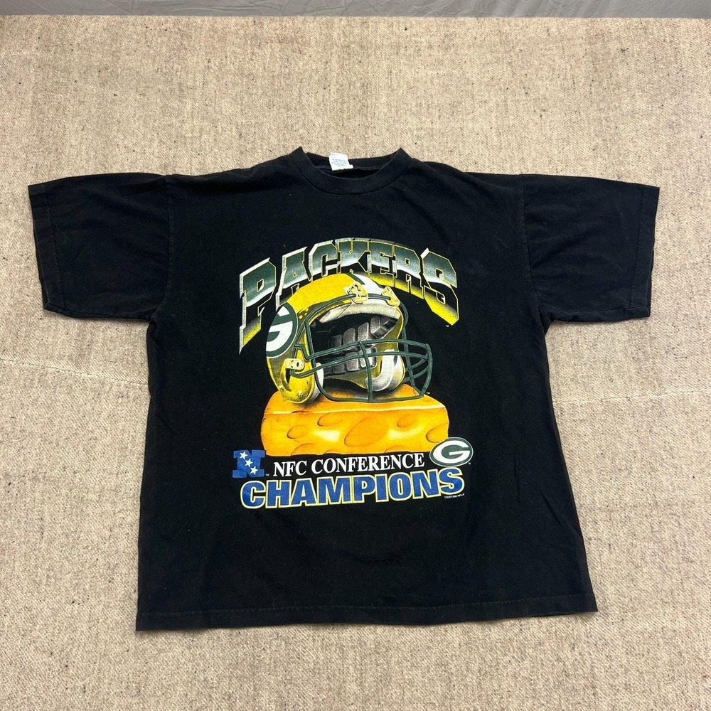 Vintage Green Bay Packers Shirt Mens XL Black 1990s NFL